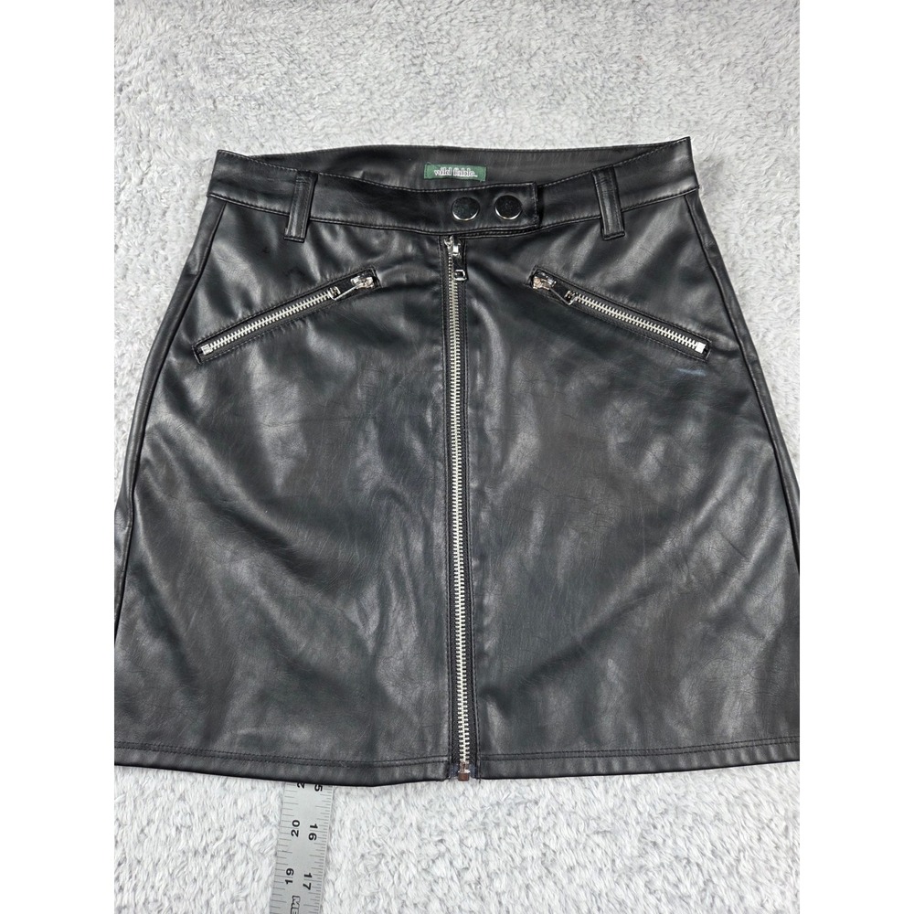Wild Fable Faux Leather Mini Skirt 00 Black Womens Moto Zip Front‎ A-Line Edgy